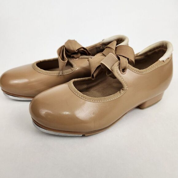 BALERA Tan Elastic Strap Bow Beginner Tap Dancing Shoes Little Girl's SZ 12.5C - Picture 5 of 12